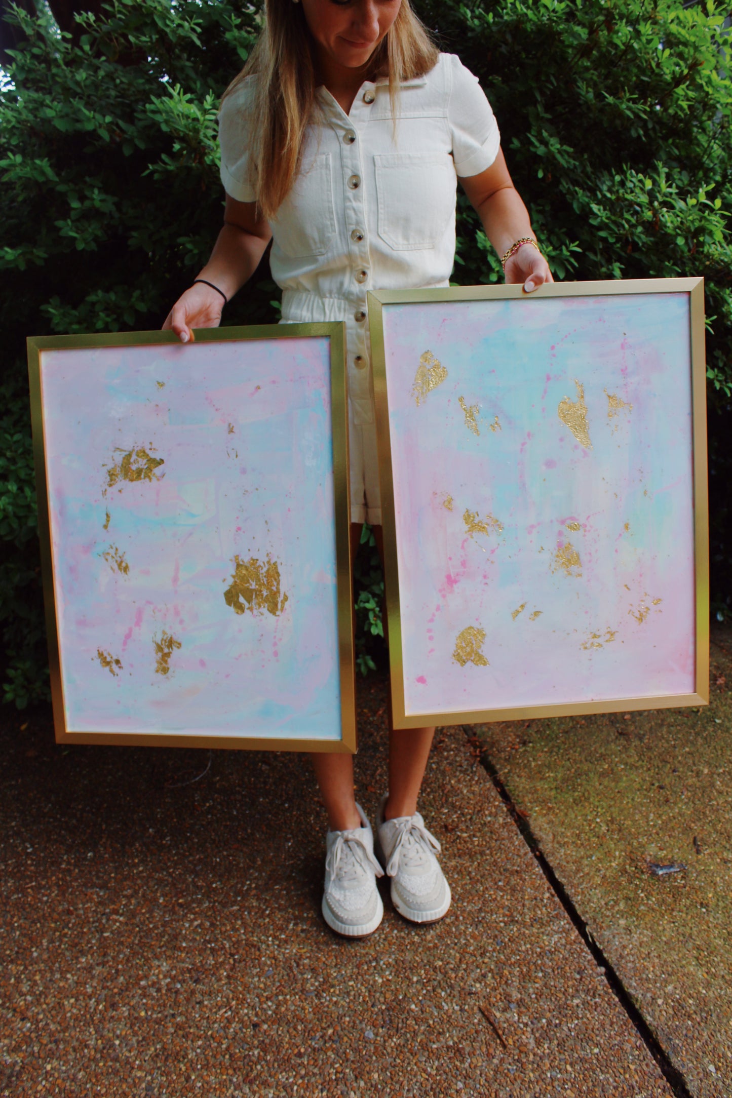 18x24 Two Panel Abstract Gold Frames