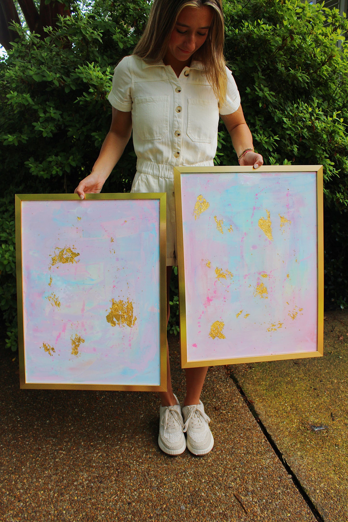 18x24 Two Panel Abstract Gold Frames