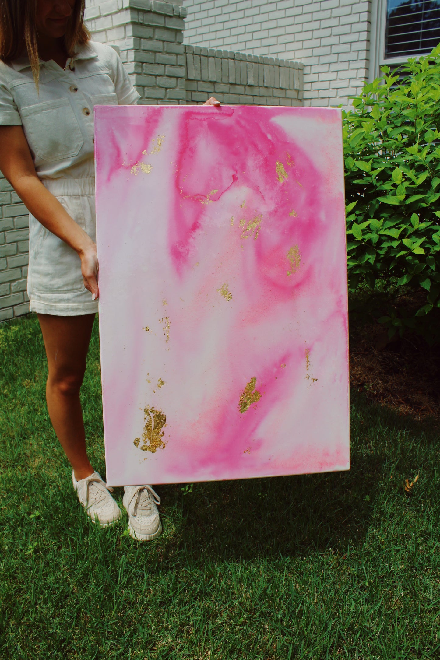 24x36 Pink and Gold Abstract Painting